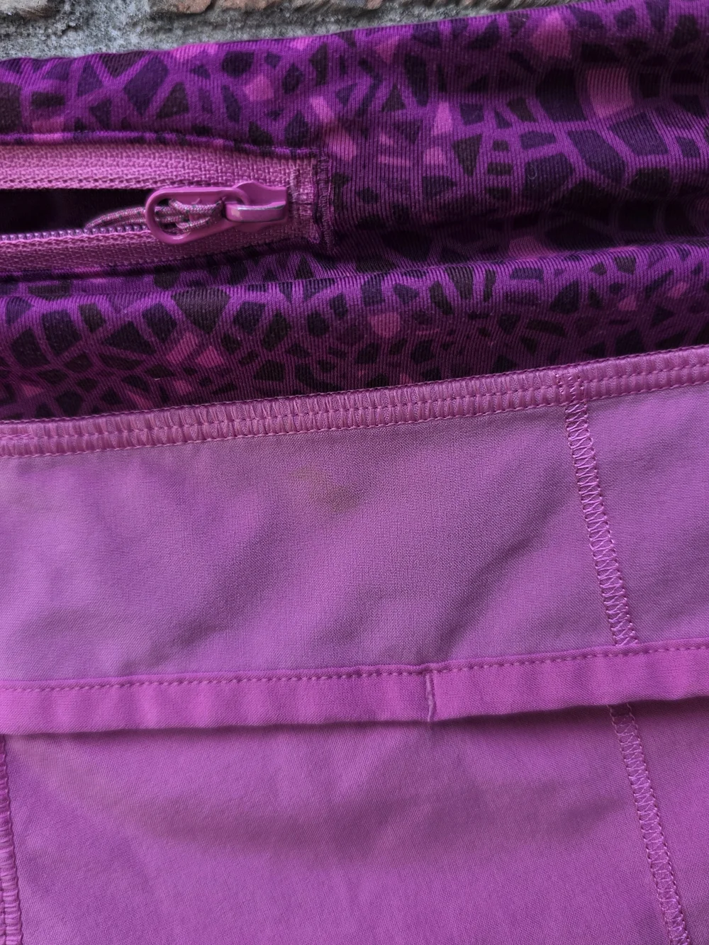 lululemon athletica Pink Layered Running Shorts with Patterned Waistband